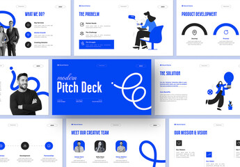 Modern and Clean Corporate Pitch Deck Presentation Template with Blue Accents
