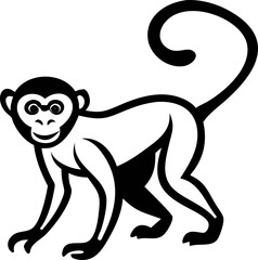 Minimalist monkey vector icon with clean lines,  Stylish and modern animal illustration.
