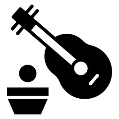 Busking icon Flat outline fill black and white