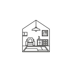 line furniture in house logo design concept