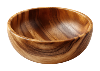 Natural wooden bowl on kitchen rustic charm minimalist style isolated on transparent background