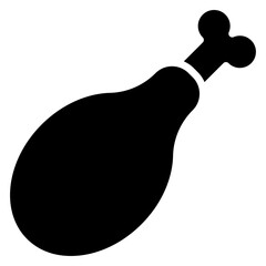 Chicken leg icon Flat outline fill black and white