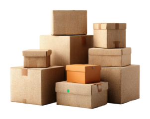 Delivery packaging showcase warehouse product shipping essentials isolated on transparent background