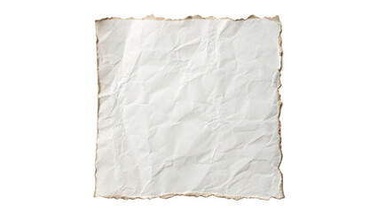 Blank Crumpled Sheet of Paper with Rough Edges Isolated, showcasing creativeness Isolated on transparent Background