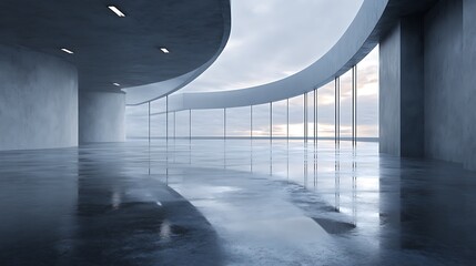 3D render of abstract futuristic architecture with empty concrete floor, ideal for a dynamic and modern car presentation setup