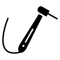 Dental drill icon Flat outline fill black and white