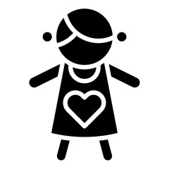 doll icon Flat outline fill black and white