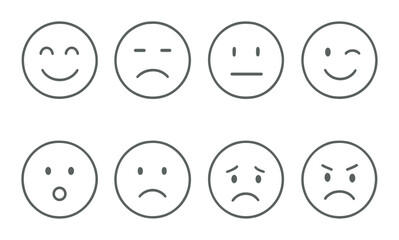 Fototapeta premium Emoticon set. expression silhouette icons: smiley, frown, wink, surprise, sad, angry vector icons.