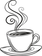 Hot coffee in a mug with steam, a perfect breakfast beverage