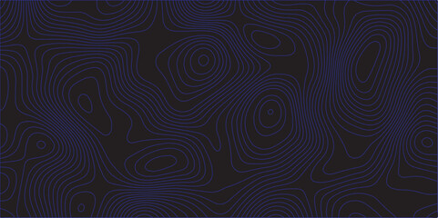  Astract topographic pattern on a deep navy blue or dark charcoal background. The design should feature thin, flowing contour lines in a lighter shade of dark blue or deep indigo, 