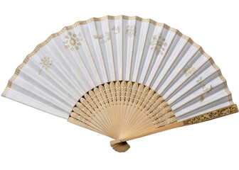 Folding hand fan isolated on transparent background.
