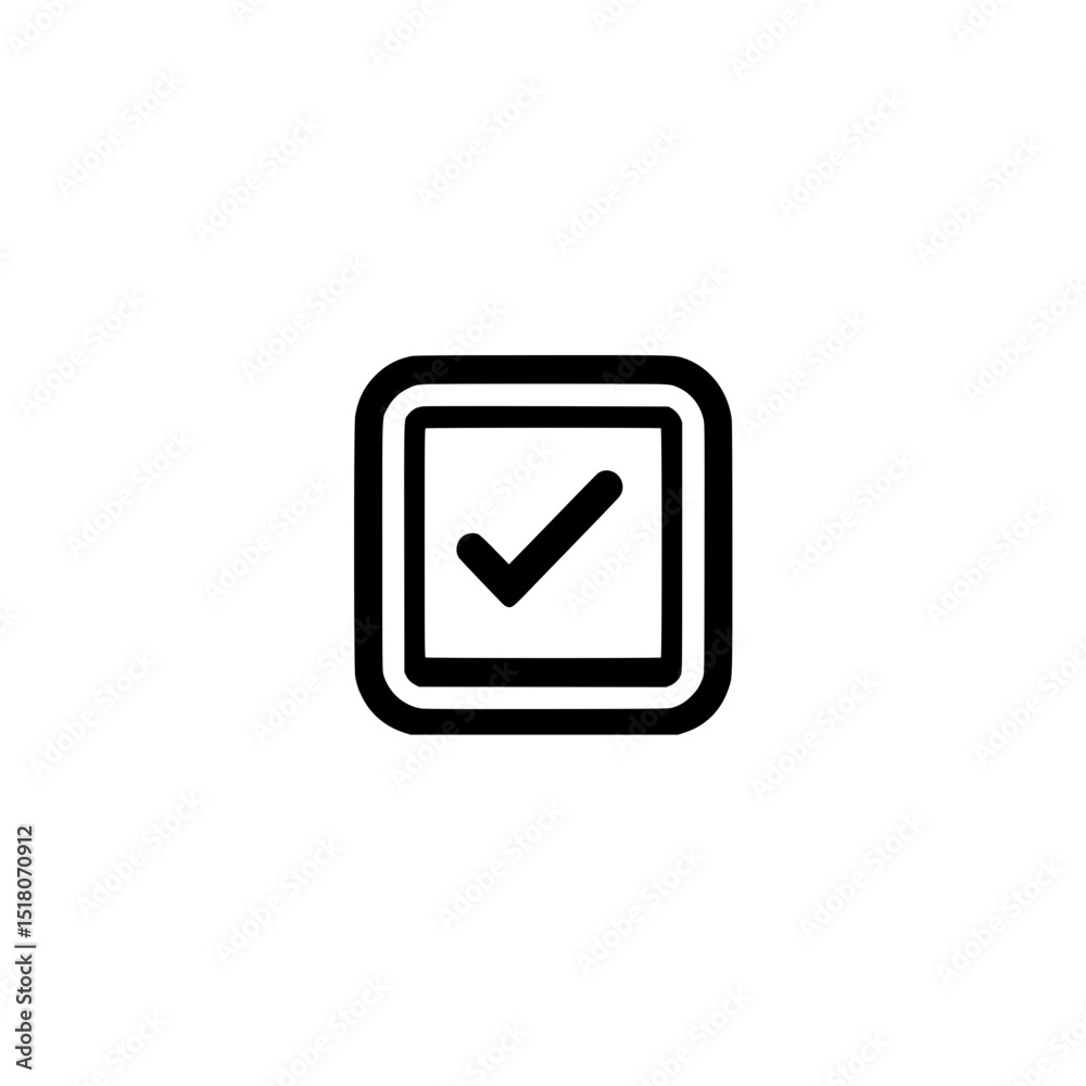 Poster icon representing validation with check mark symbol