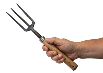 Hand fork - gardening isolated on transparent background.