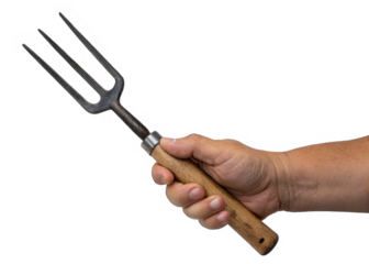 Hand fork - gardening isolated on transparent background.