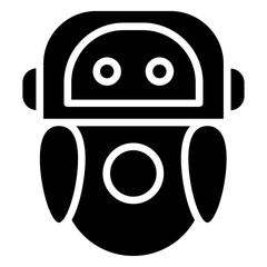Intelligent tactical bot icon Flat outline fill black and white