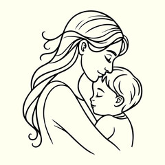 Mother Loving Her Child &ndash; Heartwarming Family Moment Illustration