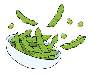 小鉢から飛び出す枝豆