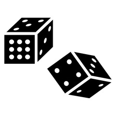Ludo Dice icon Flat outline fill black and white