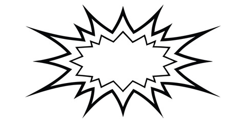 Black comic burst shape isolated on white background