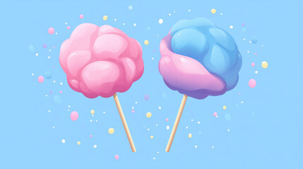 Vector illustration of cotton candy, a classic fair and carnival snack icon.

