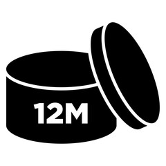 Period after opening 12m Icon Flat outline fill black and white