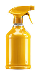 Cleaning action with yellow spray bottle home environment product view isolated on transparent background