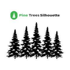 Pine Tree Silhouette – Evergreen Forest Tree Vector Illustration