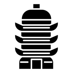 Porcelain Tower of Nanjing icon Flat outline fill black and white