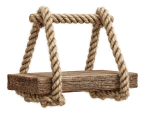Obraz premium Swinging wooden seat playground product natural lighting fun concept isolated on transparent background
