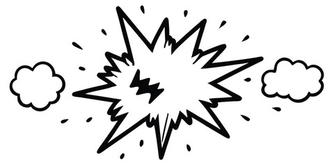Cartoon explosion with clouds isolated on white background