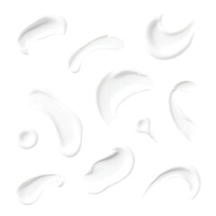 cream smears realistic white cosmetic gel creamy toothpaste blobs isolated on transparent background