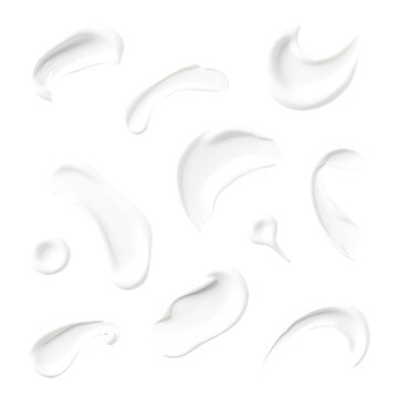 cream smears realistic white cosmetic gel creamy toothpaste blobs isolated on transparent background