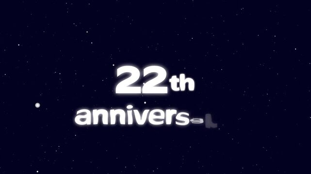 22th Happy Anniversary Text Animation &ndash; Celebration, Greeting, Wishes, Message for Events, Holiday, Festival &ndash; Festive Animated Design for Special Occasions
