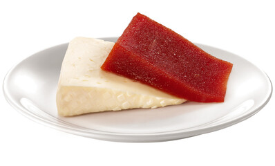 prato com goiabada com queijo isolado em fundo transparente