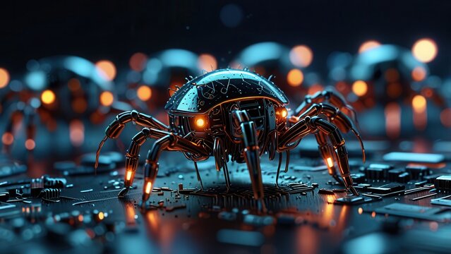 Nanobot Swarm Repairing Damaged Circuit Board - Powered by Adobe