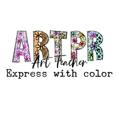 Art Teacher Design with Flowers and Leopard Print - Express Creativity with Color