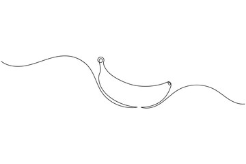 Banana fruit continuous one line drawing and minimalist style isolate outline vector icon