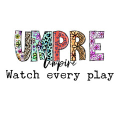 Colorful Umpire Design with Floral and Leopard Print for Apparel
