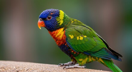 Fototapeta premium Vibrant parrot in profile view