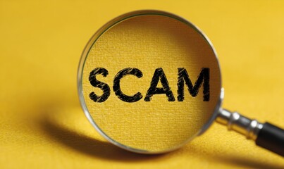 Magnifying Glass Reveals Scam: Fraud Investigation Concept