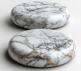 Obraz premium The concept of a presentation or empty natural rock stage is represented by an isolated abstract white marble podium stone on a modern 3d png background of a product display platform stand for a