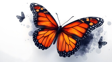 Fototapeta premium Detailed 2D Flat Vector Abstract Decoration Pattern Featuring Monarch Butterfly Contours on a Transparent Background for Modern Graphic Elements