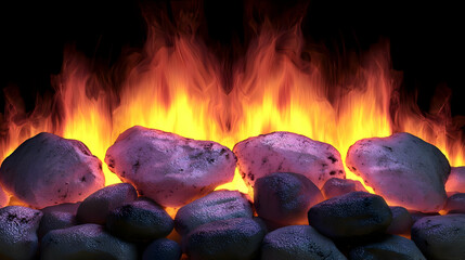 Glowing Purple Stones In A Fire Simulation