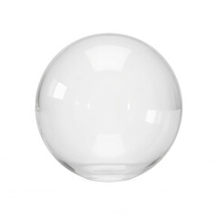 Clear glass sphere, smooth surface reflecting light, minimalist design adds elegance, ideal for home decor or artistic projects. Isolated on white background or PNG