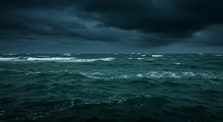 Fototapeta premium Stormy sea, dark clouds