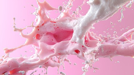 Pink and White Liquid Splash Dynamic Creamy Texture Abstract Food Photography