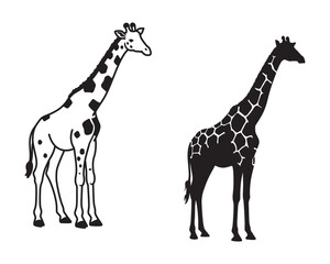 Naklejka premium girraf vector image, Girraf silhouette vector illustration style on a white background, Girraf silhouette vector illustration style on a white background, Girraf silhouette vector illustration style