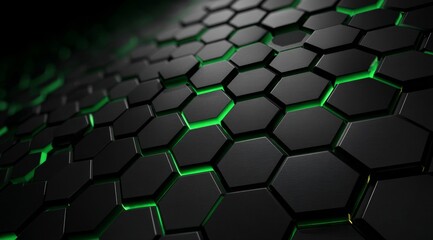 Futuristic Geometric Composition With Glowing Hexagons Creating an Infinite Depth