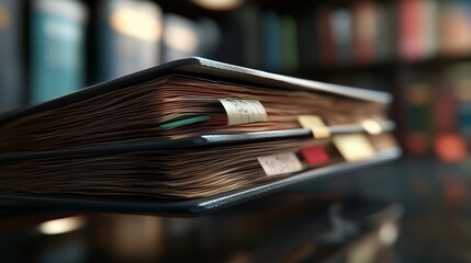 Document organization event in a library archive material indoor environment close-up viewpoint for efficient research