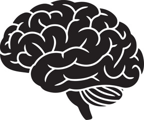Black and White Silhouette of a Human Brain Anatomy